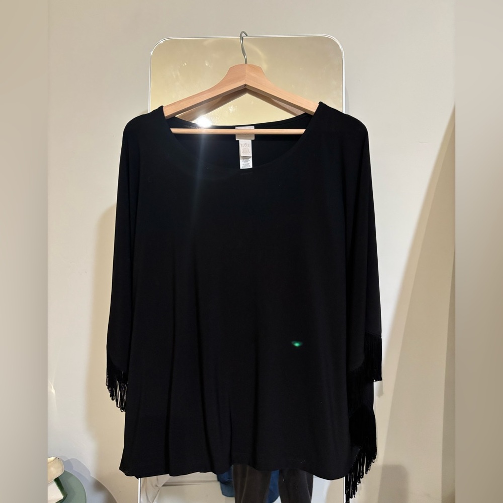 Chico's Black Fringe-Sleeve Tunic L/ XL